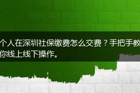 个人在深圳社保缴费怎么交费？手把手教你线上线下操作。