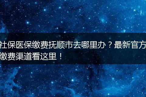 社保医保缴费抚顺市去哪里办？最新官方缴费渠道看这里！
