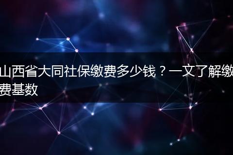 山西省大同社保缴费多少钱？一文了解缴费基数