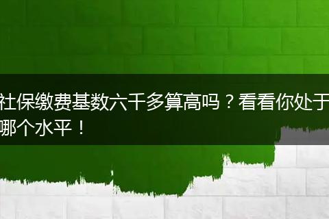社保缴费基数六千多算高吗？看看你处于哪个水平！