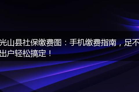 光山县社保缴费图：手机缴费指南，足不出户轻松搞定！