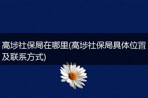 高埗社保局在哪里(高埗社保局具体位置及联系方式)