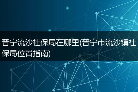 普宁流沙社保局在哪里(普宁市流沙镇社保局位置指南)