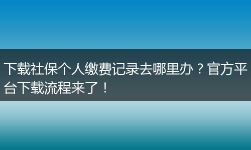 下载社保个人缴费记录去哪里办？官方平台下载流程来了！