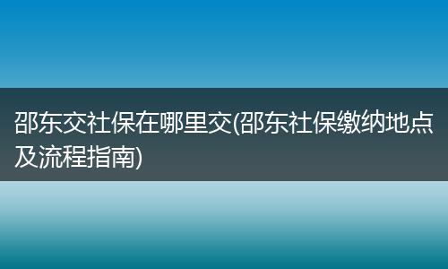 邵东交社保在哪里交(邵东社保缴纳地点及流程指南)