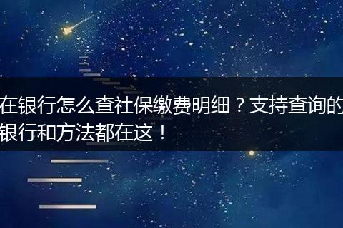 在银行怎么查社保缴费明细？支持查询的银行和方法都在这！