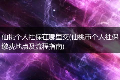 仙桃个人社保在哪里交(仙桃市个人社保缴费地点及流程指南)