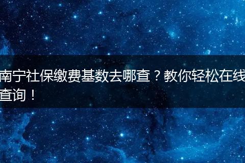 南宁社保缴费基数去哪查?教你轻松在线查询!