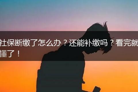 社保断缴了怎么办？还能补缴吗？看完就懂了！
