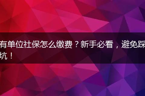 有单位社保怎么缴费?新手必看,避免踩坑!
