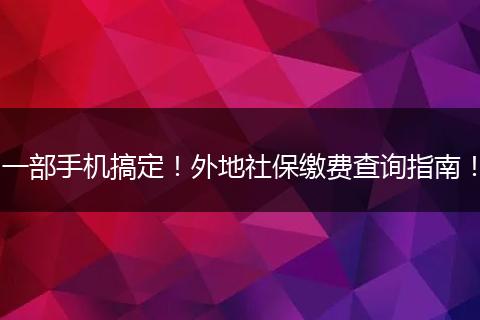 一部手机搞定！外地社保缴费查询指南！