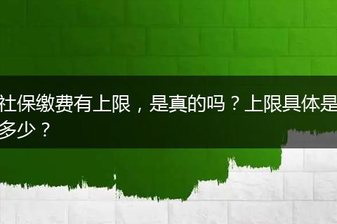 社保缴费有上限,是真的吗?上限具体是多少?