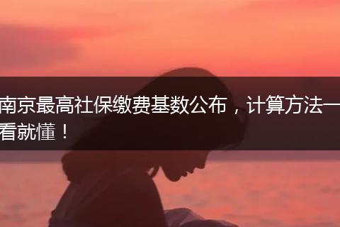 南京最高社保缴费基数公布,计算方法一看就懂!