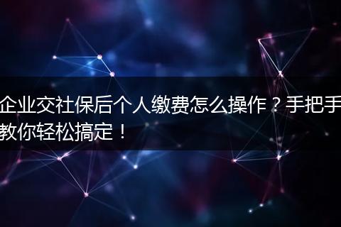 企业交社保后个人缴费怎么操作？手把手教你轻松搞定！