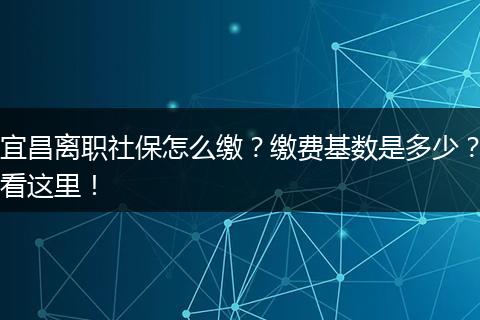 宜昌离职社保怎么缴？缴费基数是多少？看这里！