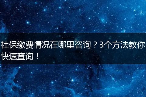 社保缴费情况在哪里咨询?3个方法教你快速查询!