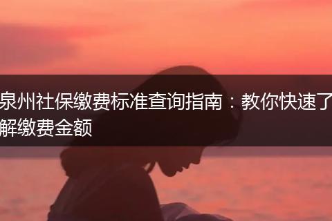 泉州社保缴费标准查询指南:教你快速了解缴费金额
