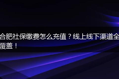 合肥社保缴费怎么充值？线上线下渠道全覆盖！
