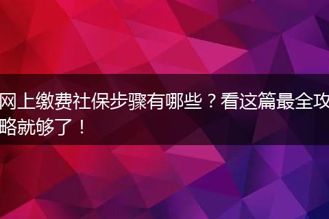 网上缴费社保步骤有哪些？看这篇最全攻略就够了！