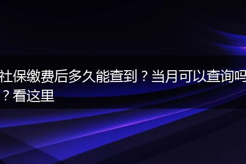 社保缴费后多久能查到？当月可以查询吗？看这里