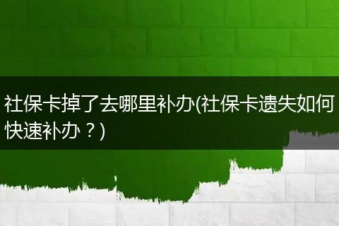 社保卡掉了去哪里补办(社保卡遗失如何快速补办？)
