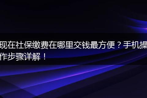 现在社保缴费在哪里交钱最方便？手机操作步骤详解！