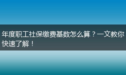 年度职工社保缴费基数怎么算？一文教你快速了解！