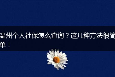 温州个人社保怎么查询？这几种方法很简单！