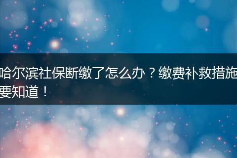 哈尔滨社保断缴了怎么办？缴费补救措施要知道！