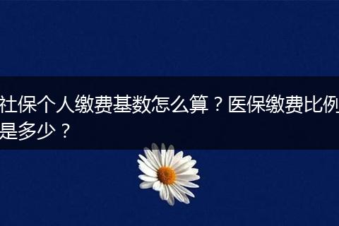 社保个人缴费基数怎么算？医保缴费比例是多少？