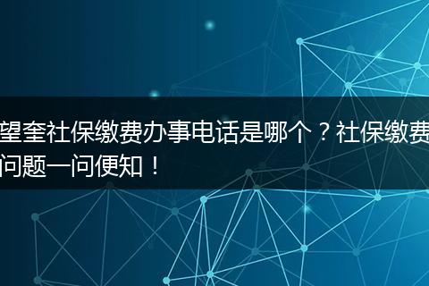望奎社保缴费办事电话是哪个?社保缴费问题一问便知!