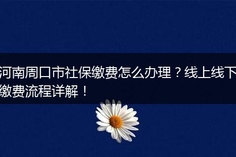 河南周口市社保缴费怎么办理？线上线下缴费流程详解！