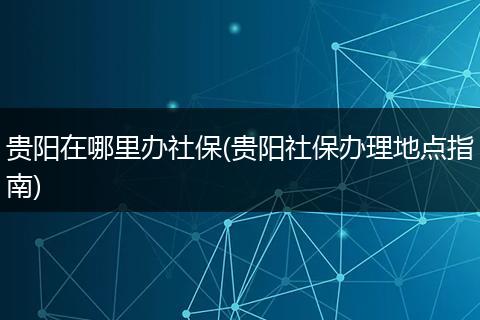 贵阳在哪里办社保(贵阳社保办理地点指南)