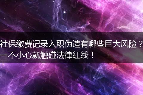 社保缴费记录入职伪造有哪些巨大风险?一不小心就触碰法律红线!