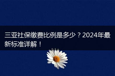 三亚社保缴费比例是多少？2024年最新标准详解！