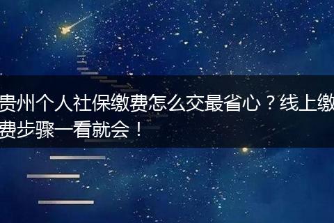 贵州个人社保缴费怎么交最省心？线上缴费步骤一看就会！