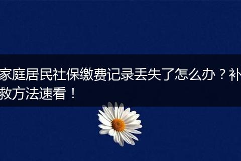 家庭居民社保缴费记录丢失了怎么办?补救方法速看!