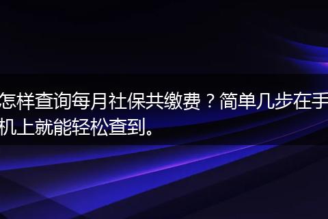 怎样查询每月社保共缴费?简单几步在手机上就能轻松查到。