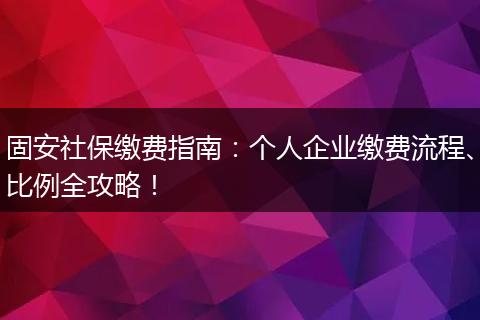 固安社保缴费指南：个人企业缴费流程、比例全攻略！