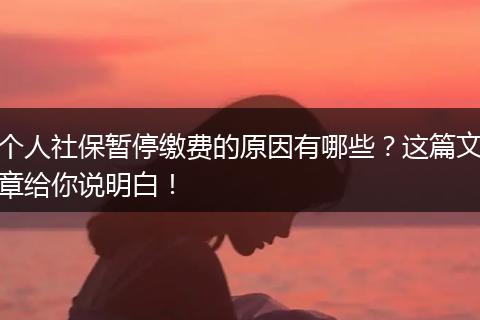 个人社保暂停缴费的原因有哪些?这篇文章给你说明白!