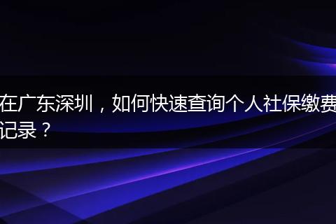 在广东深圳，如何快速查询个人社保缴费记录？