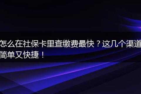 怎么在社保卡里查缴费最快？这几个渠道简单又快捷！