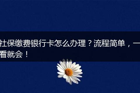 社保缴费银行卡怎么办理?流程简单,一看就会!