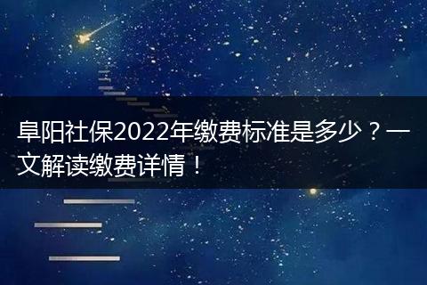 阜阳社保2022年缴费标准是多少?一文解读缴费详情!