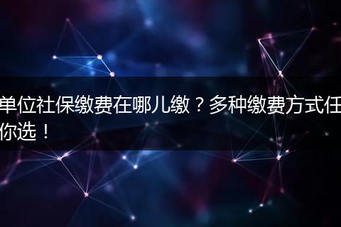 单位社保缴费在哪儿缴？多种缴费方式任你选！