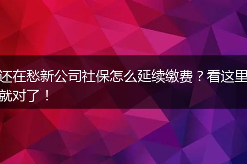 还在愁新公司社保怎么延续缴费?看这里就对了!