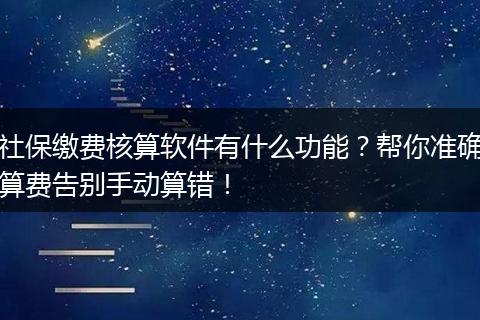 社保缴费核算软件有什么功能?帮你准确算费告别手动算错!
