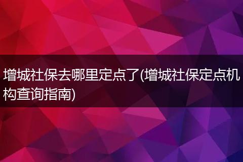 增城社保去哪里定点了(增城社保定点机构查询指南)