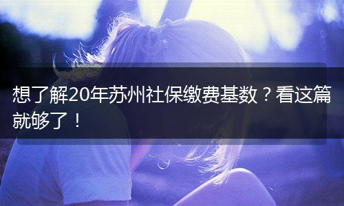 想了解20年苏州社保缴费基数？看这篇就够了！