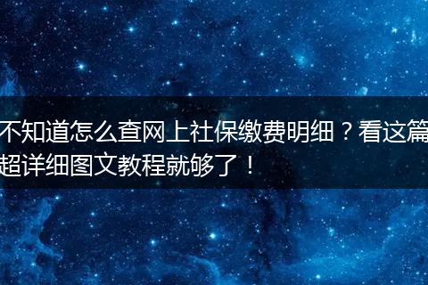 不知道怎么查网上社保缴费明细？看这篇超详细图文教程就够了！